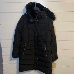 MICHAEL by Michael Kors Faux Fur Collar - Puffer Coat - Black - Small - NWT